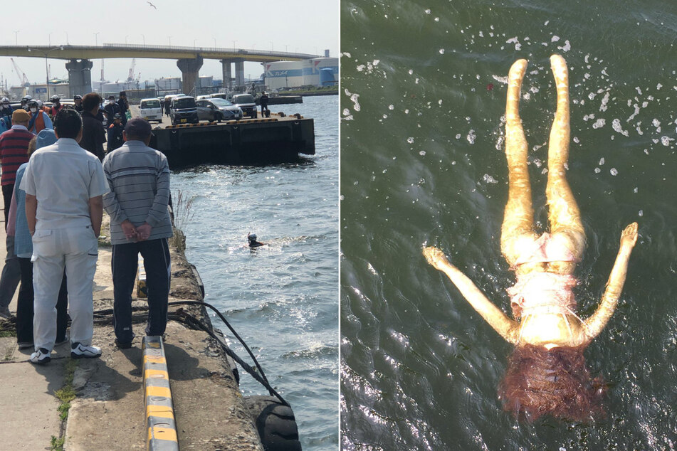 Ein Rettungsteam wurde gerufen, um die "Leiche" aus dem Wasser zu bergen. Die entpuppte sich schließlich als Sexpuppe.