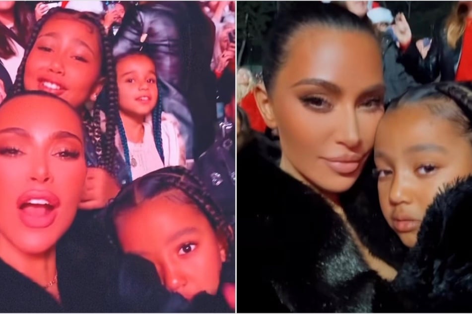 Kim Kardashian took her twins North and Chicago West (r) to see Mariah Carey's Christmas concert in LA.