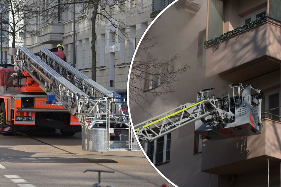 Leipzig: Wohnungsbrand im Leipziger Norden: Feuerwehr muss Menschen vom Balkon retten