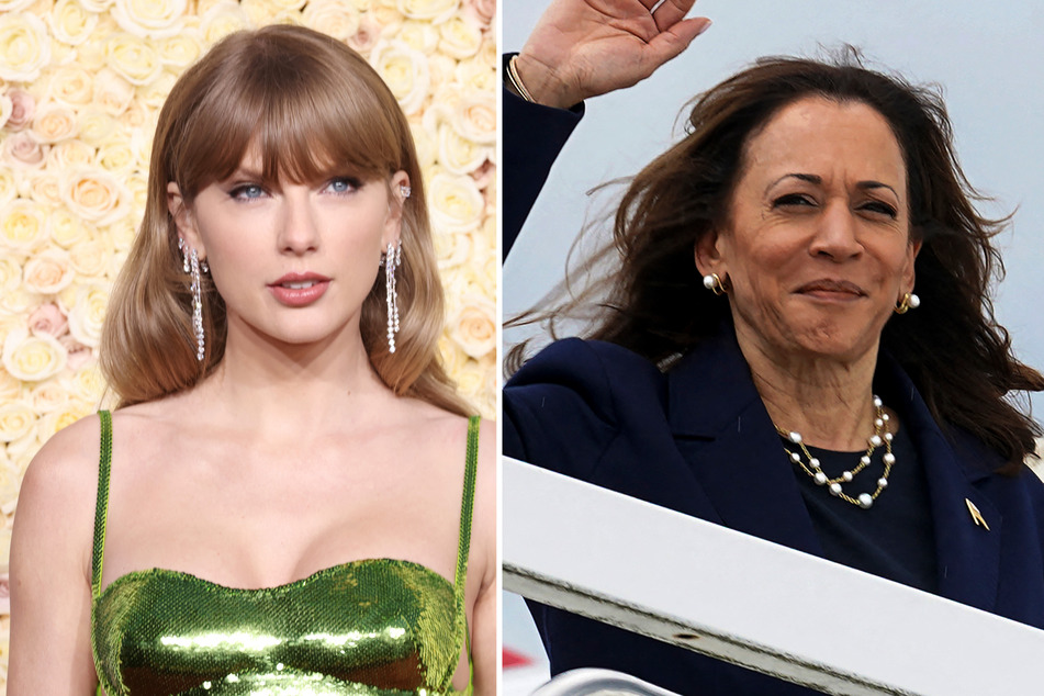 Taylor Swift (l.) has not made a formal endorsement in the 2024 race, but she previously backed Kamala Harris as vice president in 2020.