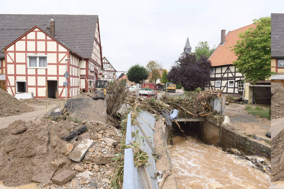 Besonders betroffen von den Unwettern war das Gebiet nördlich von Kassel, so wie hier in Trendelburg.