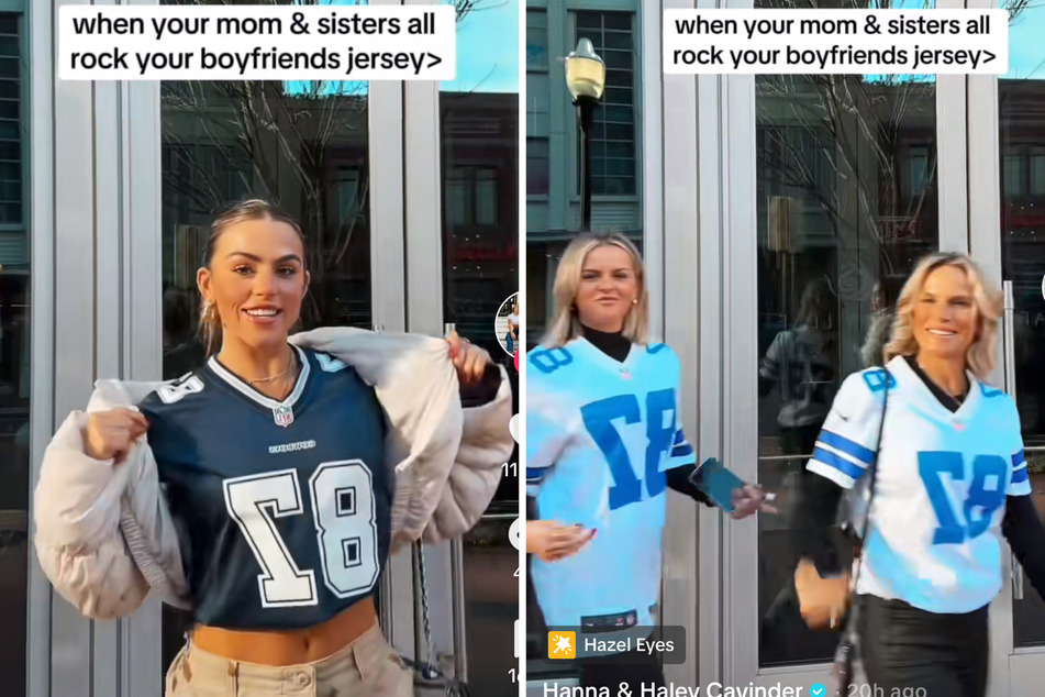 Haley Cavinder (l.) supported her NFL boyfriend Jake Ferguson during the Dallas Cowboys' game against the Philadelphia Eagles on Sunday in the most epic and fashion-forward way possible!