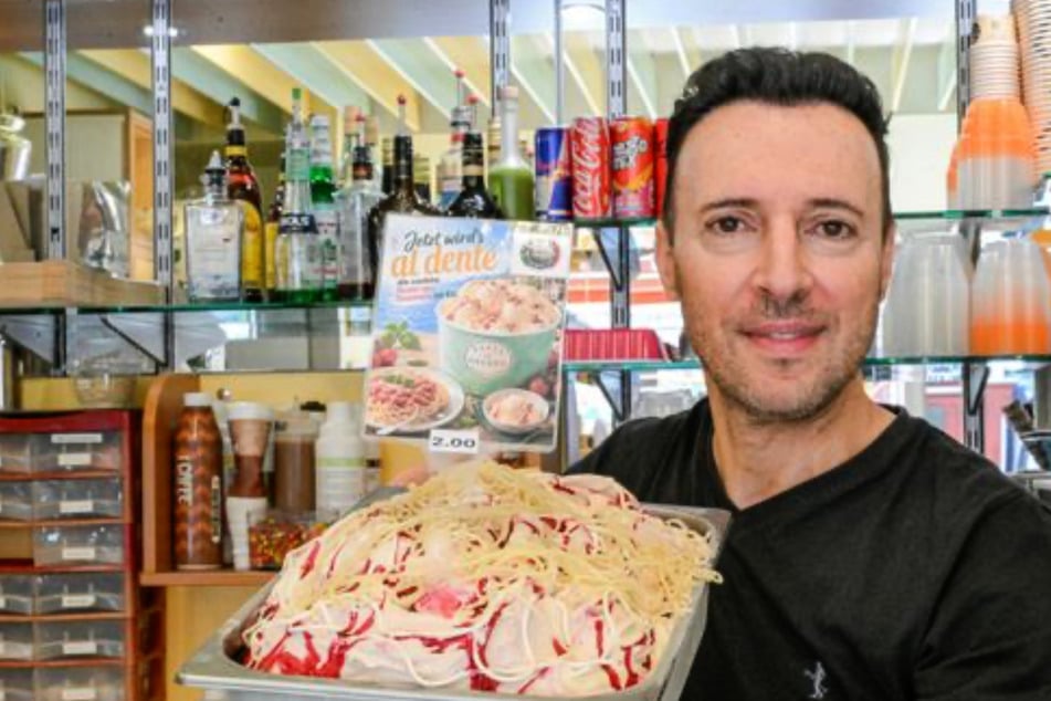 Giuseppe Cimino in der Karlsruher Eisdiele Cassata schwört auf echte Pasta im Eis.