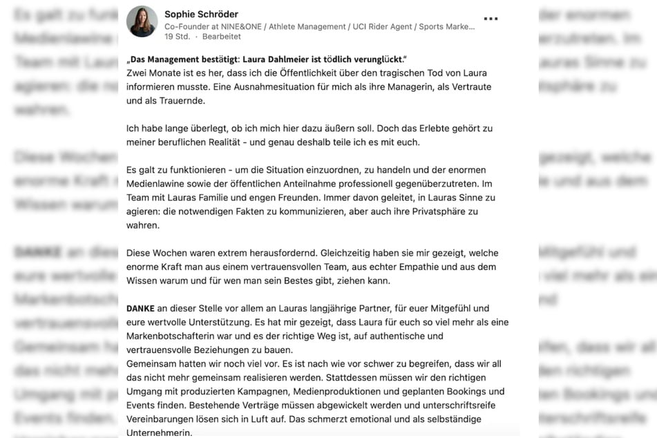 Sophie Schröder äußert sich auf LinkedIn über die letzten Monate.