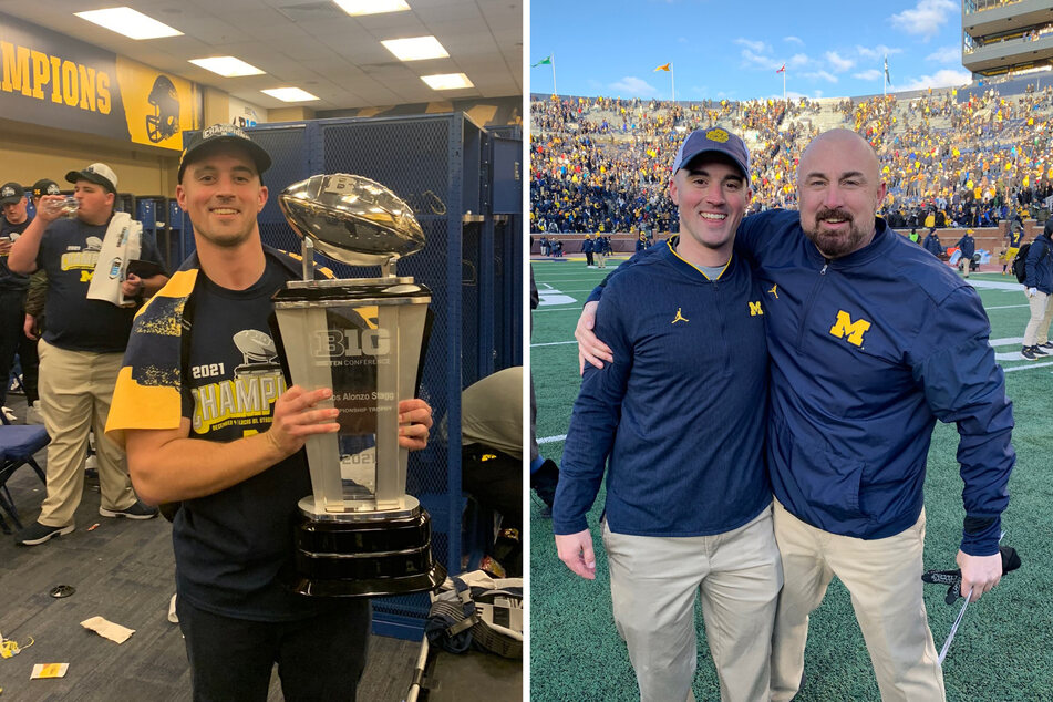 Amid investigations by the NCAA into Michigan's alleged sign-stealing from opponents, Connor Stalions (l.) has been identified as a key figure in the controversy.
