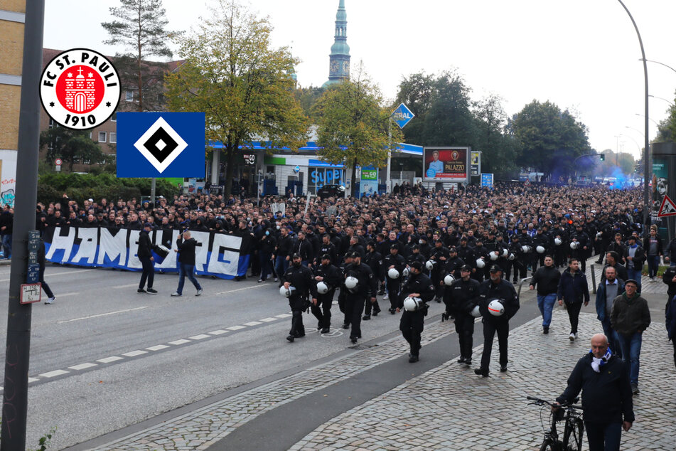 Fan-Marsch zum Stadtderby: 3000 HSV-Fans ziehen durch St. Pauli