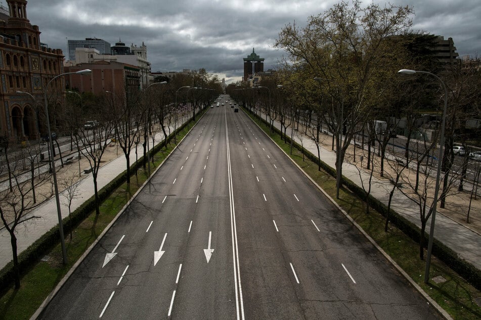 Leere Straßen in Madrid.