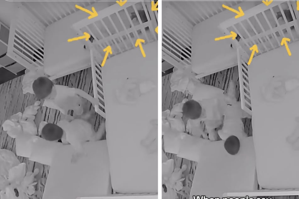 Während einer der drei Brüder seelenruhig in seinem Bett schlummert, stellen die anderen beiden Jungs das Kinderzimmer auf den Kopf.