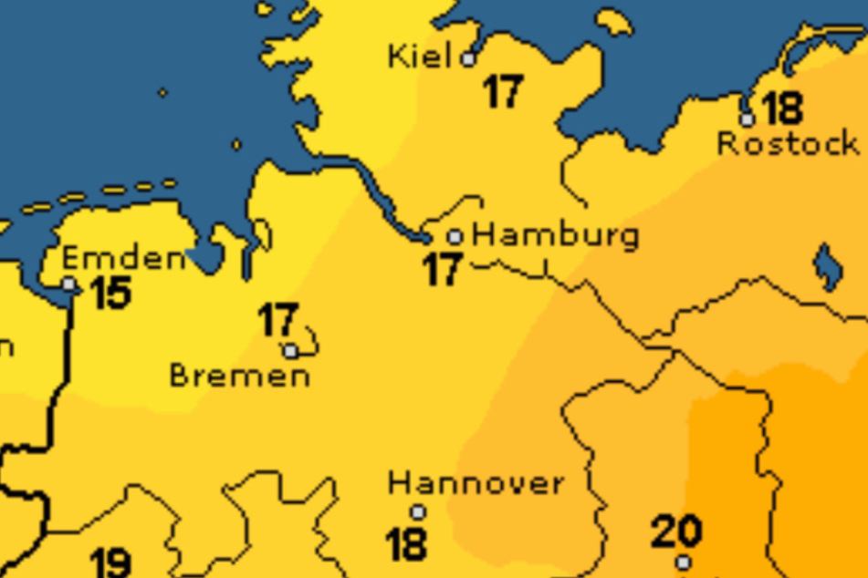 Die Temperaturen im Norden schwanken um die 15 Grad.