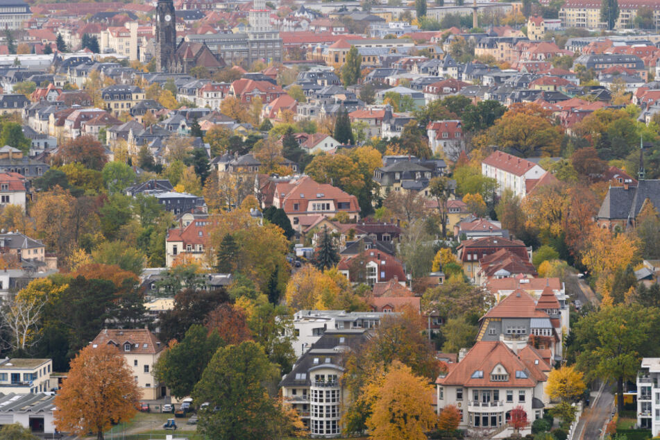 Ein Blick auf mehrere Häuser im Dresdner Stadtteil Blasewitz.