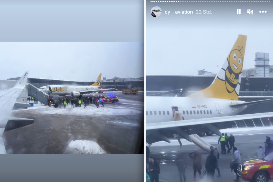 Auch Passagiere aus umstehenden Flugzeugen bekamen den Aufruhr mit. Flugzeuge am gesamten Terminal standen still.