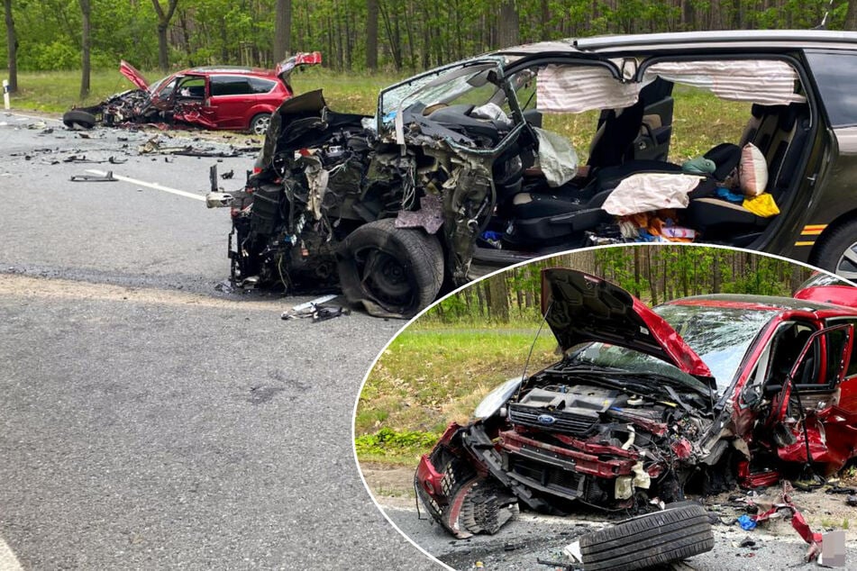 Trümmerfeld nach Frontal-Crash mit drei Schwerverletzten!