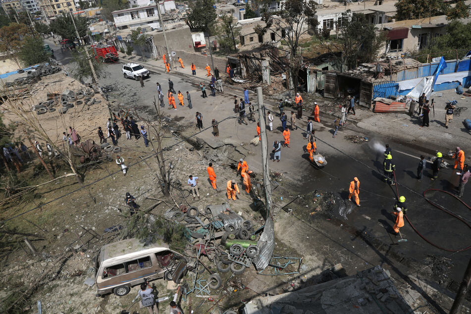 Das Bild zeigt den Ort des Bombenanschlags in Kabul.