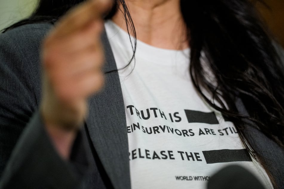 Epstein survivors gathered outside of the hearing room and spoke with reporters on Friday.