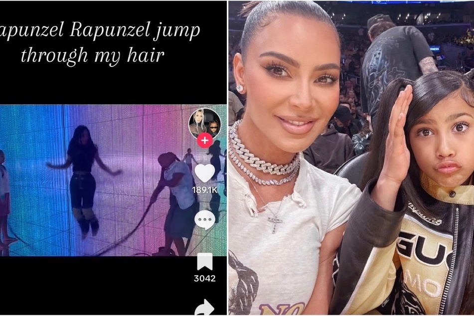 Kim Kardashian playfully jumps rope with North West's "Rapunzel" braids