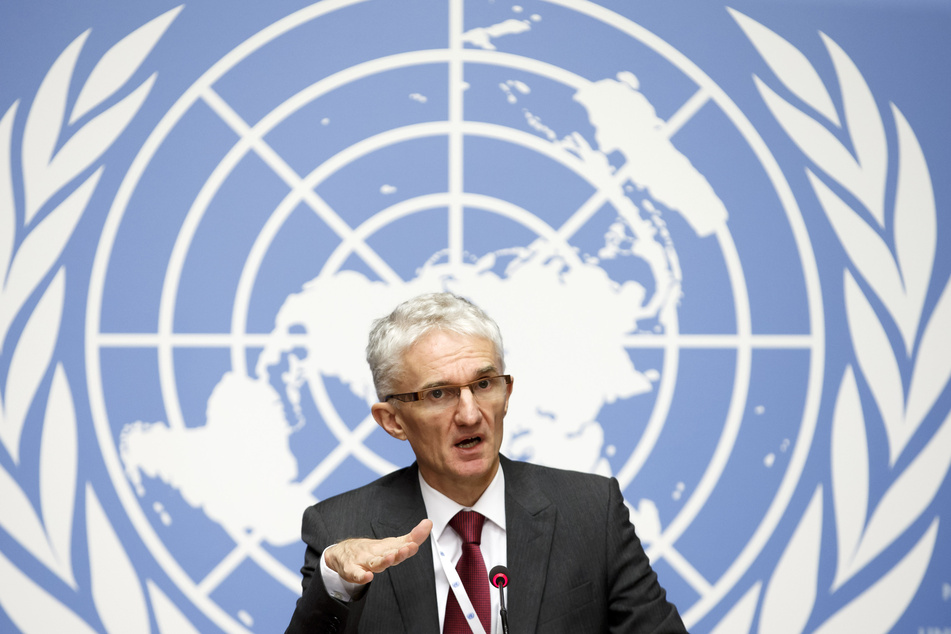 Mark Lowcock, UN-Nothilfekoordinator, stellt bei einer Pressekonferenz am Sitz der Vereinten Nationen einen Bericht vor.