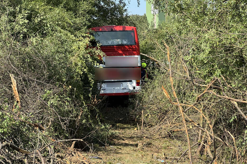 Ein Reisebus landete am Sonntagmorgen auf der A72 bei Plauen im Gebüsch. Mehrere Personen wurden verletzt.