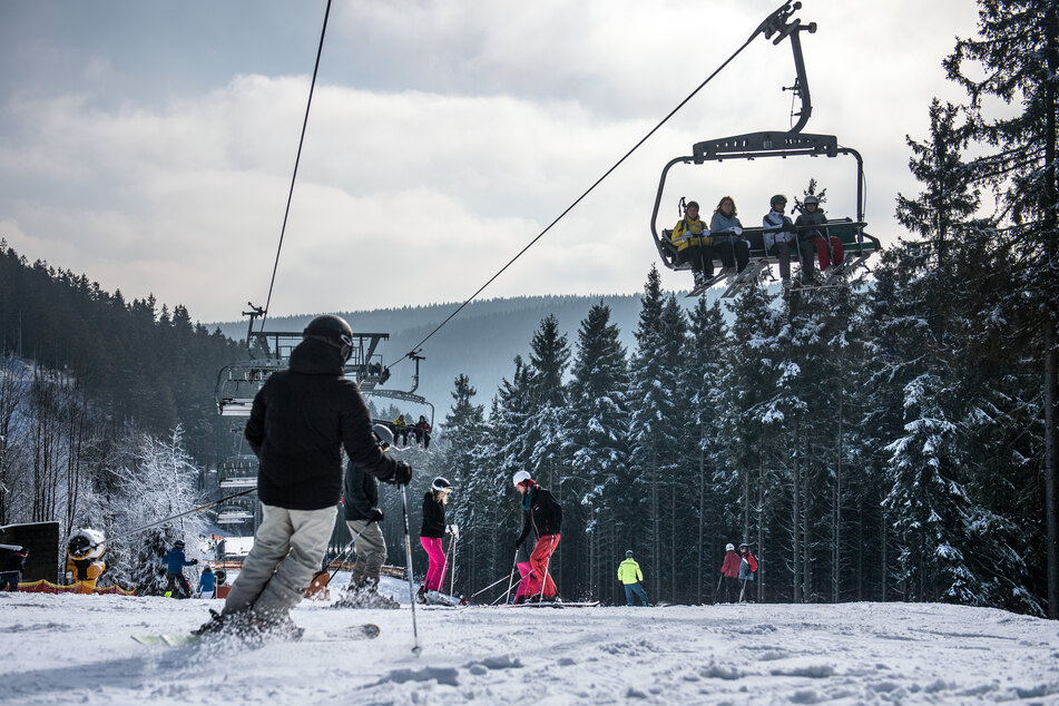 Skifahrer in Winterberg.