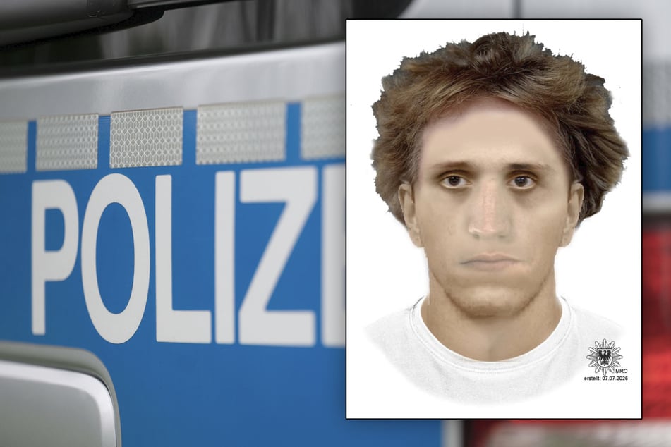 Die Polizei sucht mit einem Phantombild nach dem Mann. (Bildmontage)