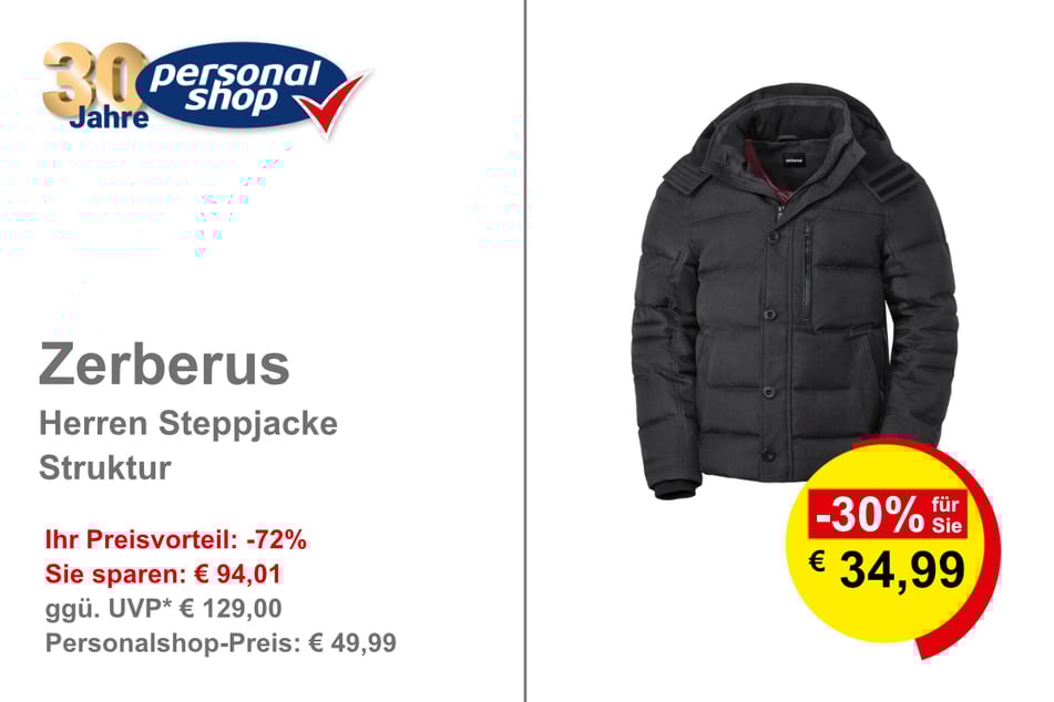 Zerberus Herren Steppjacke Struktur