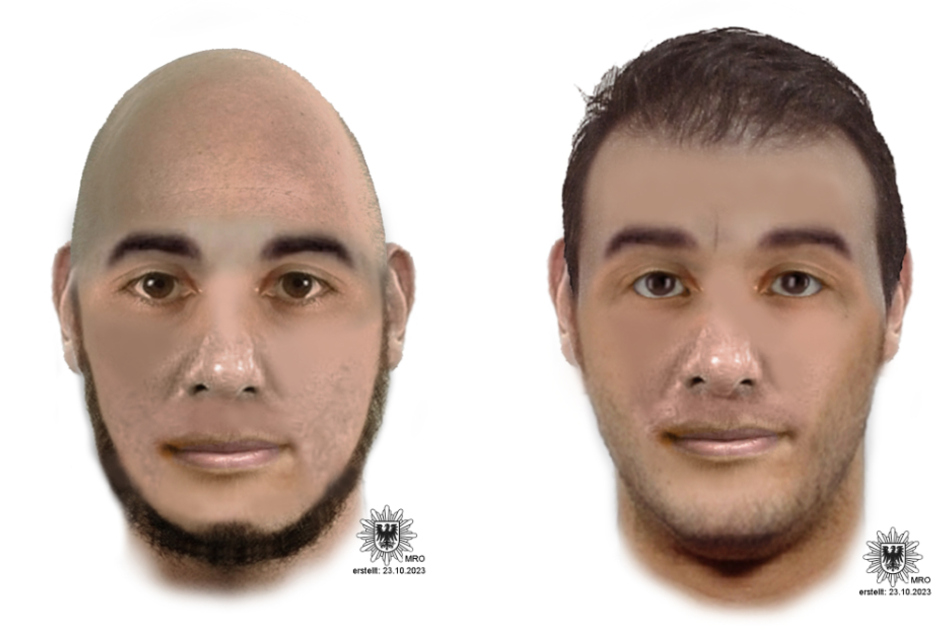 Mit diesen Phantombildern sucht die Polizei nach den bislang unbekannten Männern, die im Verdacht stehen, Einwohner von Brandenburg ausgeraubt zu haben.