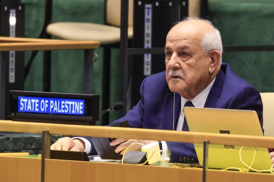 Palestinian UN Representative Riyad Mansour attends the General Assembly 46th plenary meeting on the Question of Palestine on December 3, 2024, in New York.