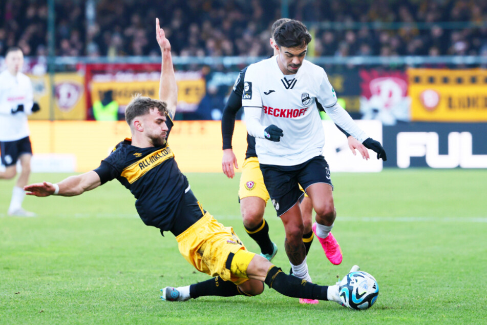 Vor knapp drei Wochen spielte Oliver Batista Meier (22, r.) mit Verl noch gegen Dynamo, zur Rückrunde wechselt er jedoch wieder die Seiten.
