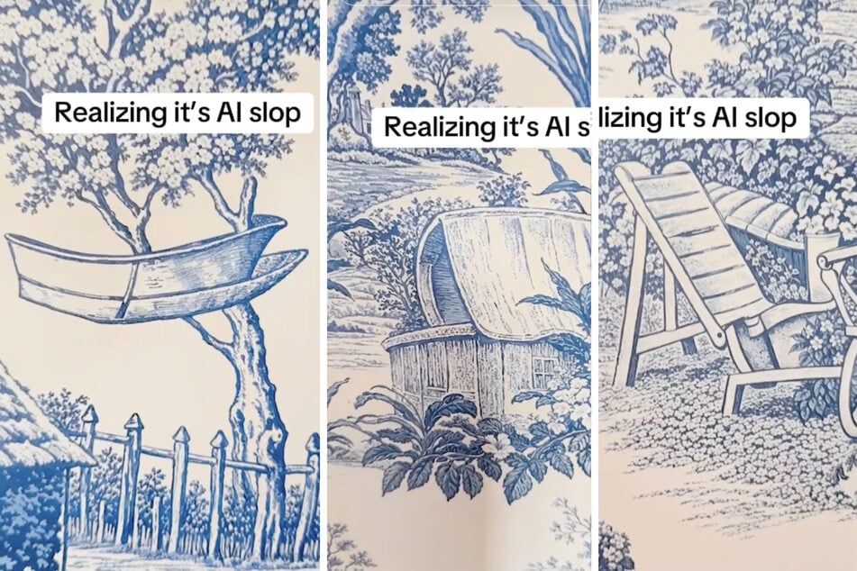 Solche Details auf der Tapete ließen die US-Amerikanerin vermuten, dass die Bilder KI-generiert waren.