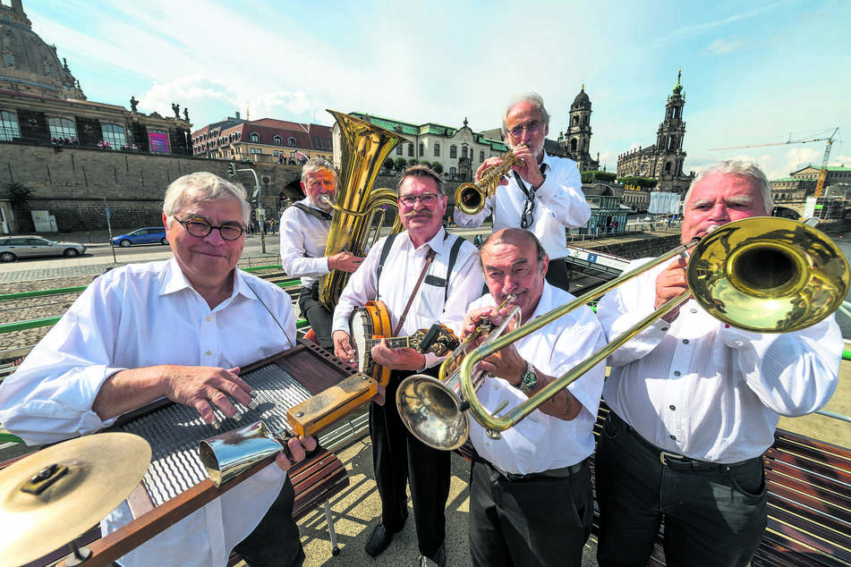 Die Dresdner Blue Wonder Jazz Band gehört zu den Urgesteinen des Dixieland Festivals.