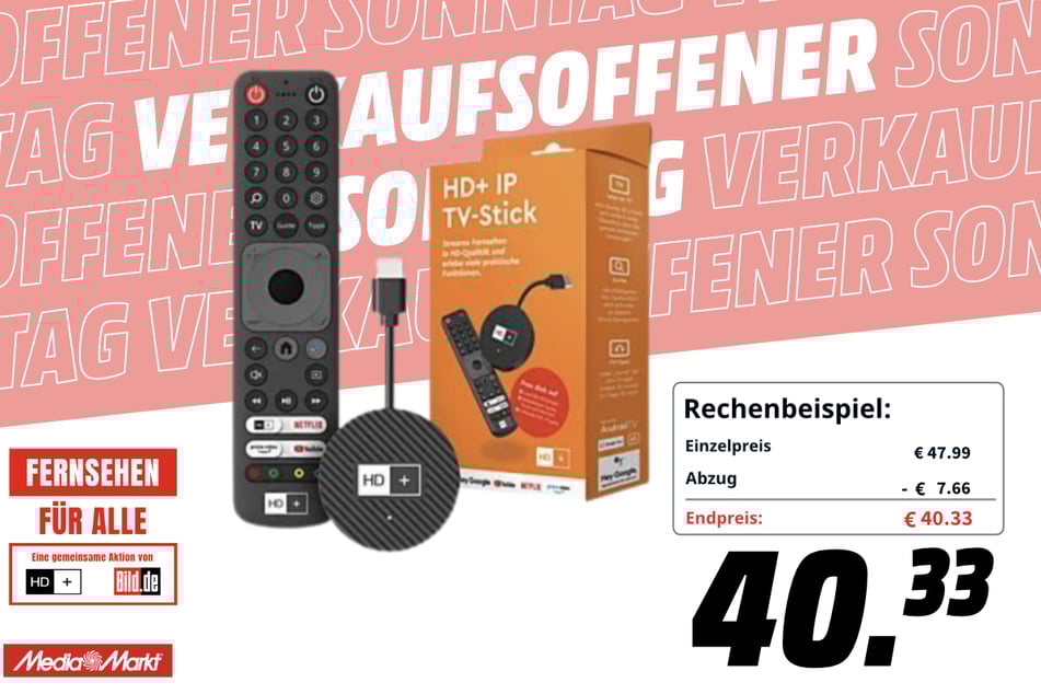 HDPLUS-Streaming-Stick für 40,33 Euro.