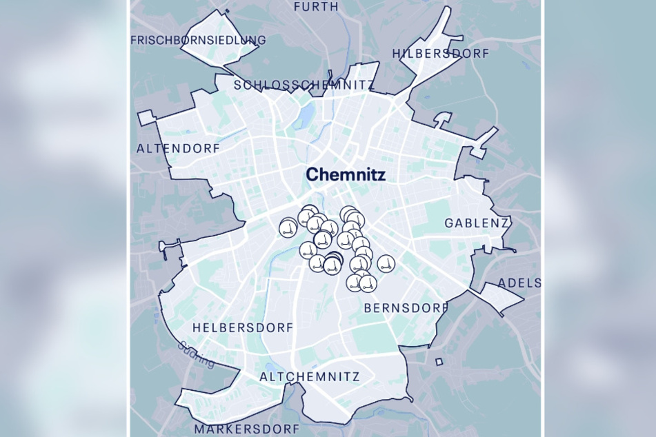 Noch ist das Verleihgebiet in Chemnitz auf die Innenstadt reduziert.