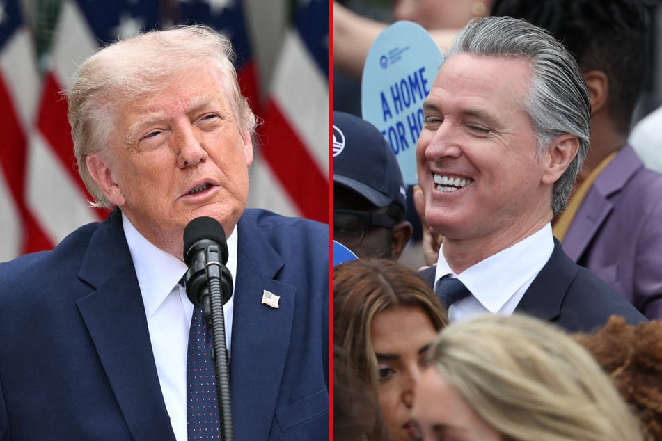 California Governor Gavin Newsom (r.) slammed President Donald Trump (l.) over his seeming lack of "self-awareness" when it comes to crime in Washington DC.