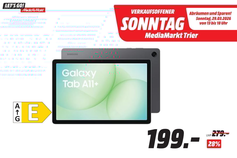 Samsung Galaxy Tab A11+ für 199 statt 279 Euro.