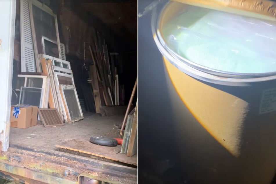 Im Container fand die Familie allerlei alte Fenster, einige Fässer und vieles mehr.
