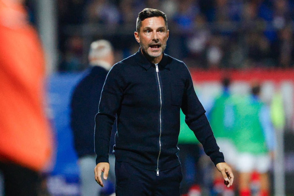 Hertha-Coach Stefan Leitl wirkte an der Seitenlinie unzufrieden.