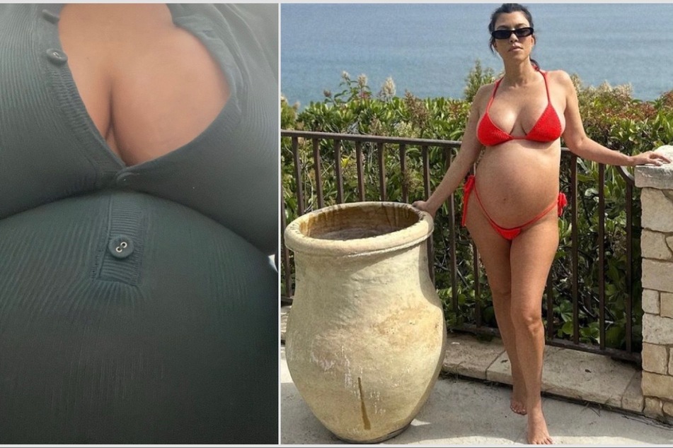 Kourtney Kardashian flashes huge baby bump in sexy maternity fit
