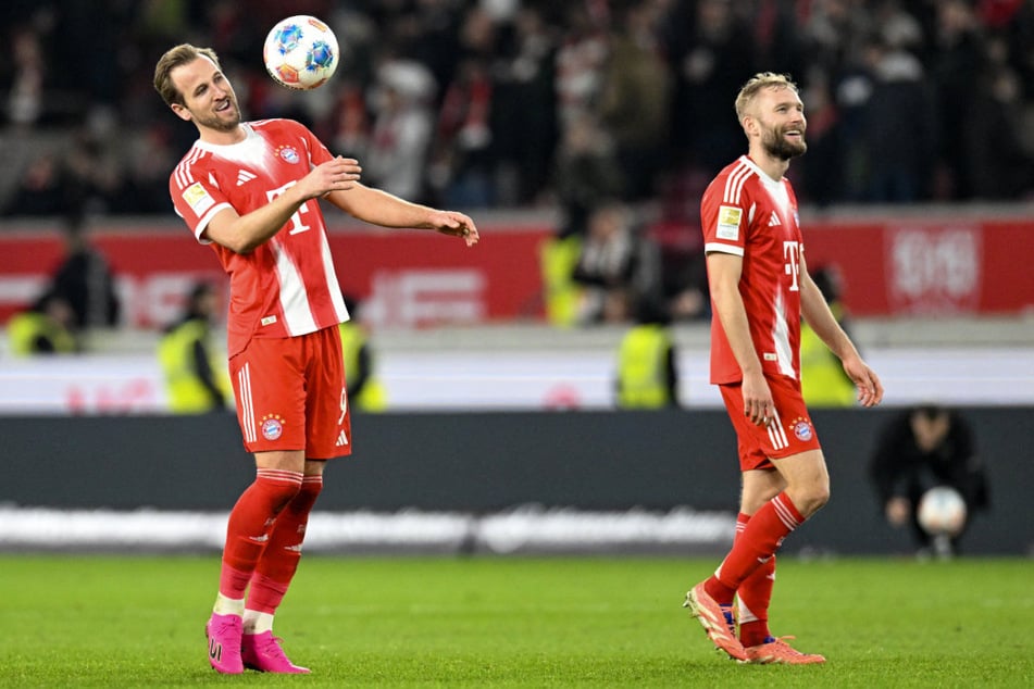 Beide sollen verlängert werden: Neben Harry Kane (32, l.) steht vor allem Österreichs Nationalspieler Konrad Laimer (28) auf dem Bayern-Zettel.