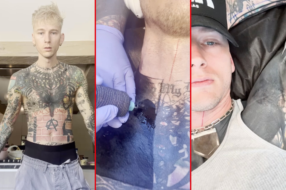 Machine Gun Kelly's latest blackout tattoo was a gruesome and grisly process!