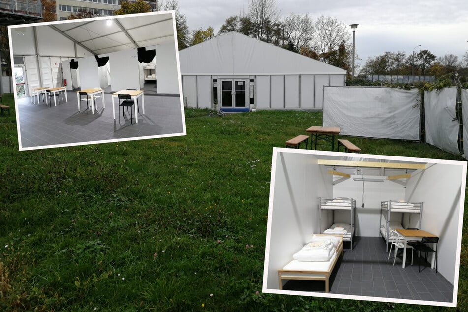 Leipzig: Wiedereröffnung einer Notunterkunft für Geflüchtete: So sieht ein Zeltstandort von innen aus