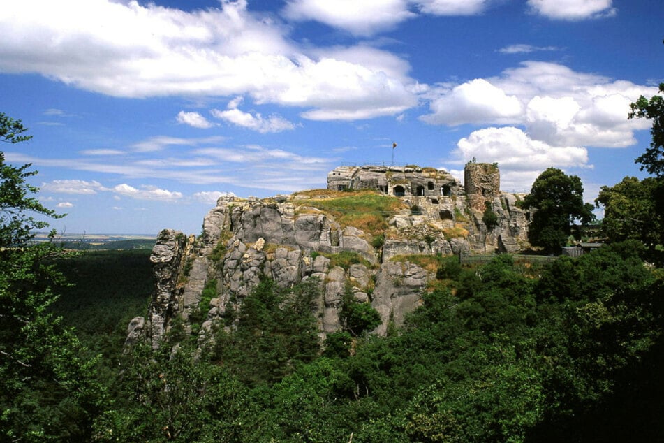 Bester Blick von der Bastion: Der Sandsteinfelsen, auf dem die Höhenburg einst stand, ist ein beliebtes Ausflugsziel.