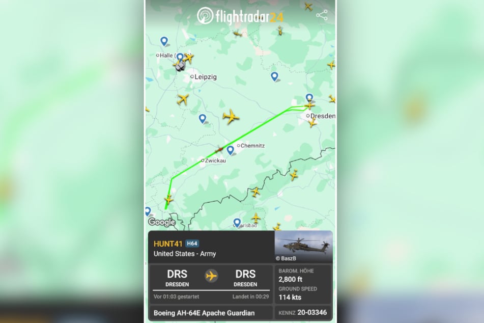 Auf "Flightradar24" war die Flugroute der Hubschrauber zu sehen.