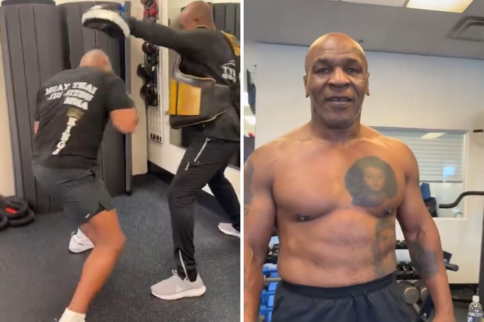 Mike Tyson (r.) has the internet in shambles after a recent video he posted on the internet suggests that he will be a formidable opponent for Jake Paul.