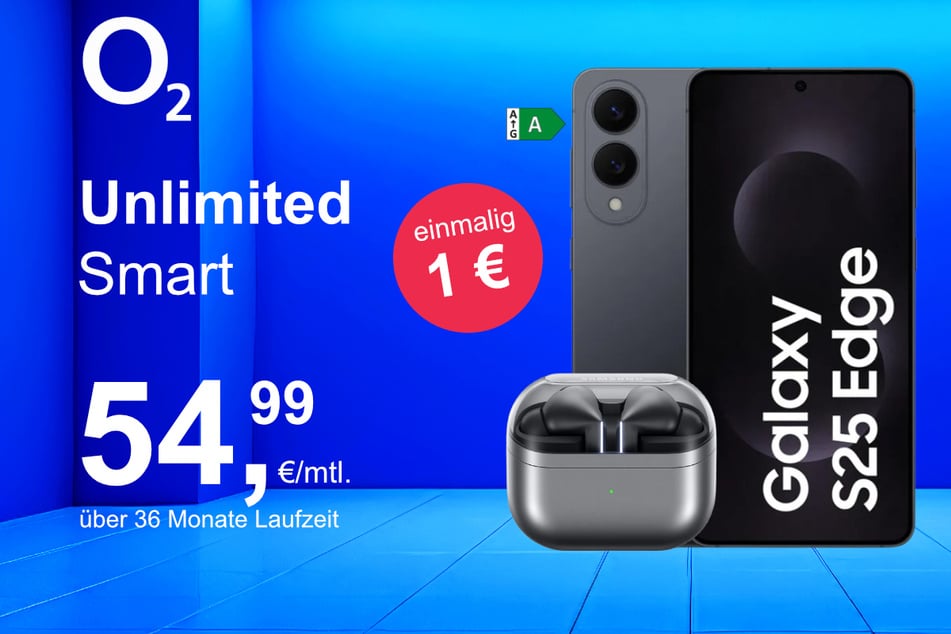 Das Samsung Galaxy S25 Edge + Buds 3 Pro im o2 Mobile Unlimited Smart für einmalig 1 Euro.