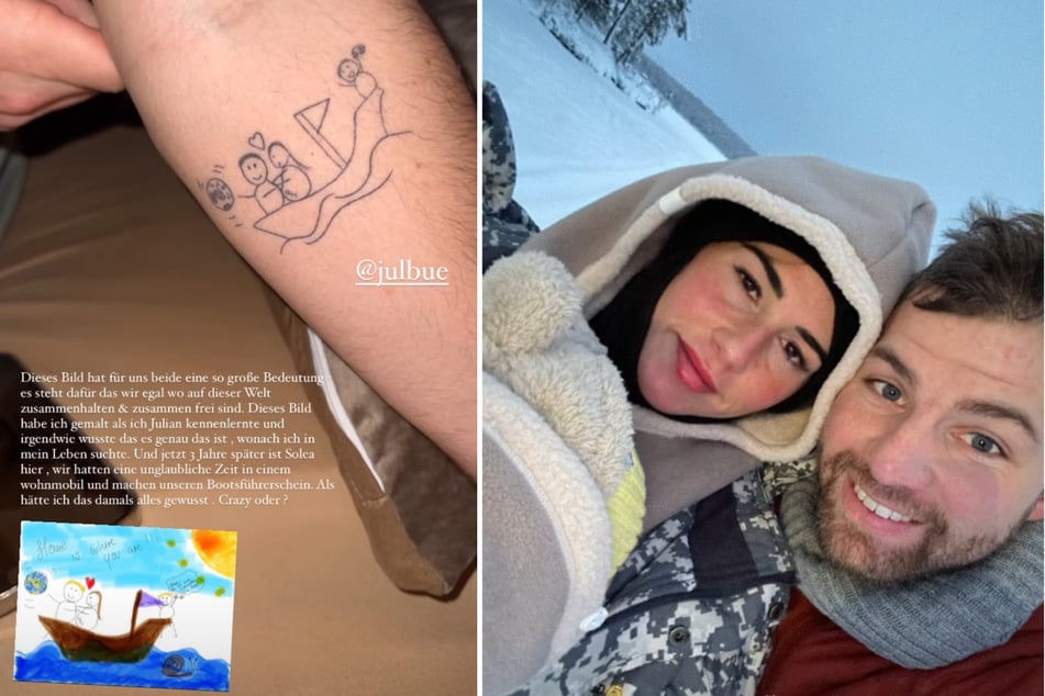 Julian Engels (29) hat sich eine Zeichnung von Sarah (30) auf den Arm tätowieren lassen.