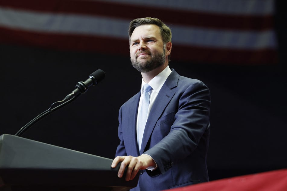 JD Vance speaking during a campaign rally at the Van Andel Arena on July 20, 2024 in Grand Rapids, Michigan.