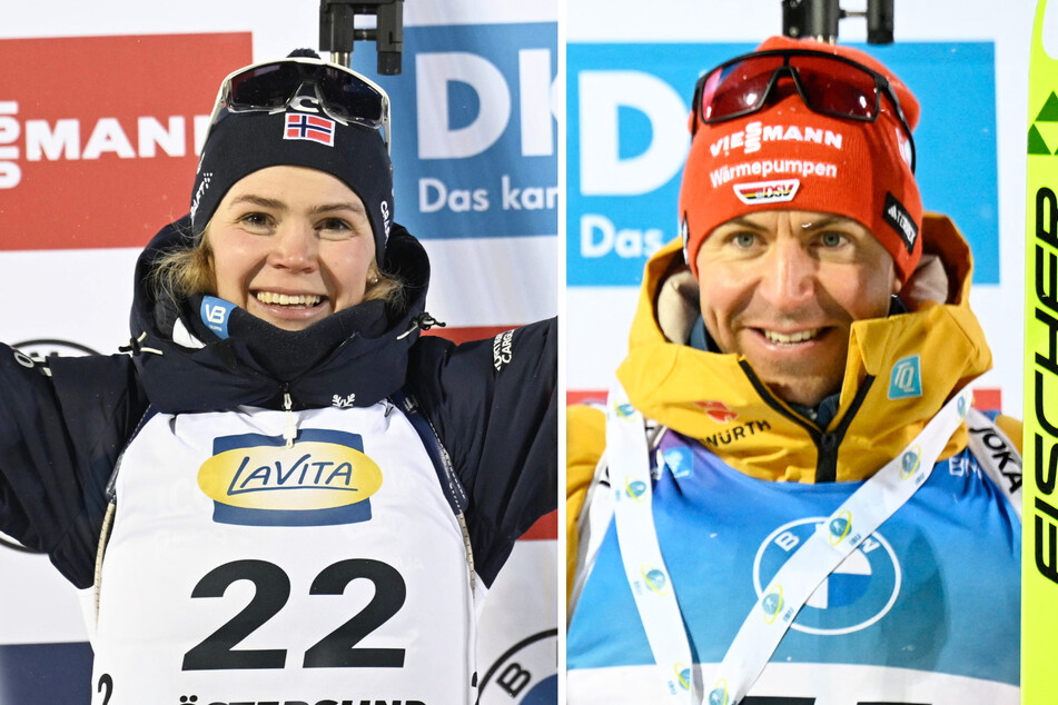 Neues Traumpaar am Biathlon-Himmel: Karoline Offigstad Knotten (28, l.) und Philipp Nawrath (30, r.).