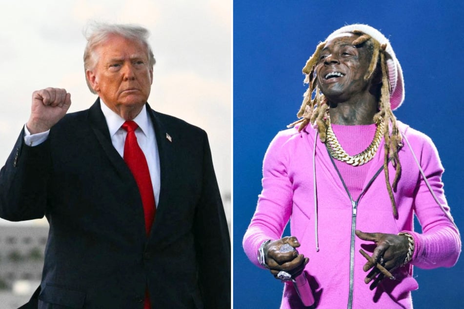 In a recent interview, Lil Wayne (r) praised Donald Trump's efforts to build a ballroom for the White House, as performers have been forced to play outdoors.