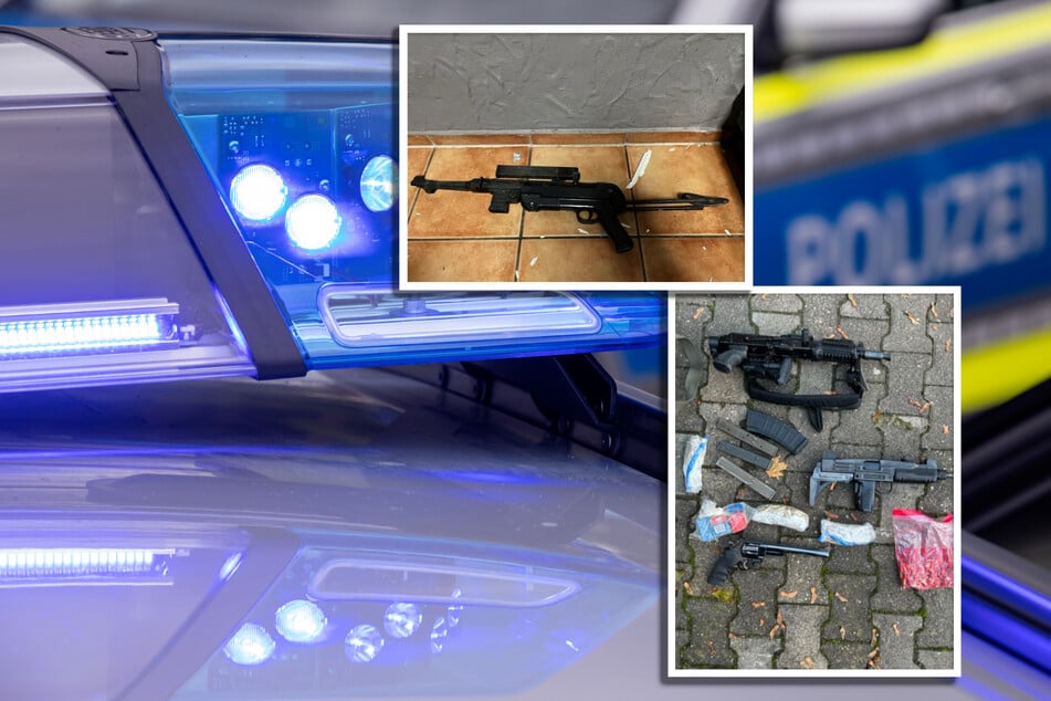 Neben einer Pistole fand die Polizei auch einen Revolver und drei Maschinenpistolen.