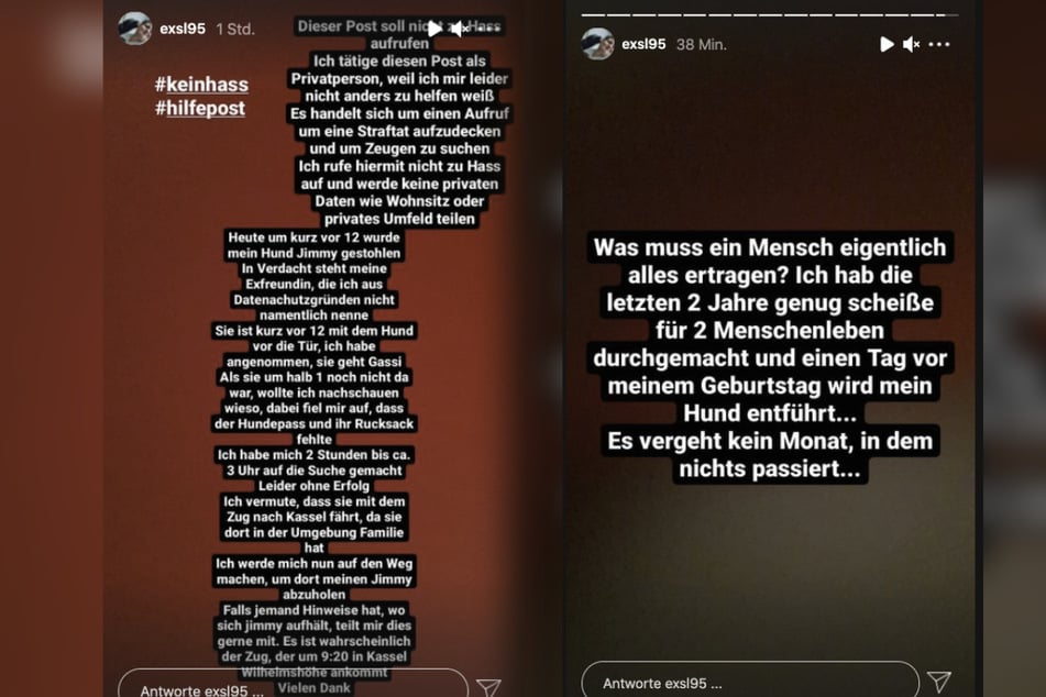 Exsl95 verdächtigt in einer Instagram-Story seine Ex-Freundin. (Fotomontage)
