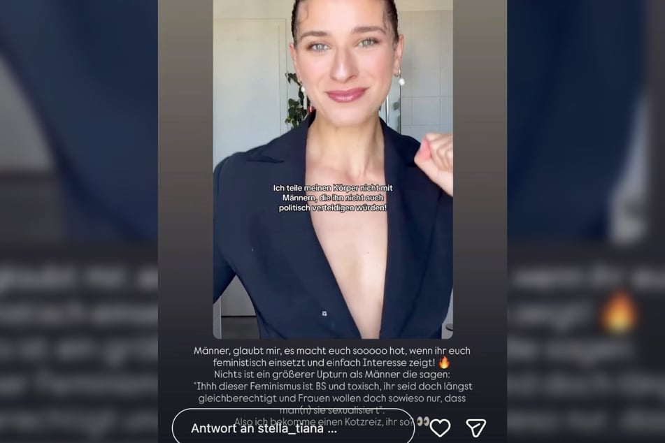 In einem Instagram-Reel ruft Stella Stegmann (28) alle Frauen zu einem Sex-Boykott gegenüber antifeministischen und misogynen Männern auf. In einer Story erklärte sie dies ihren männlichen Fans.